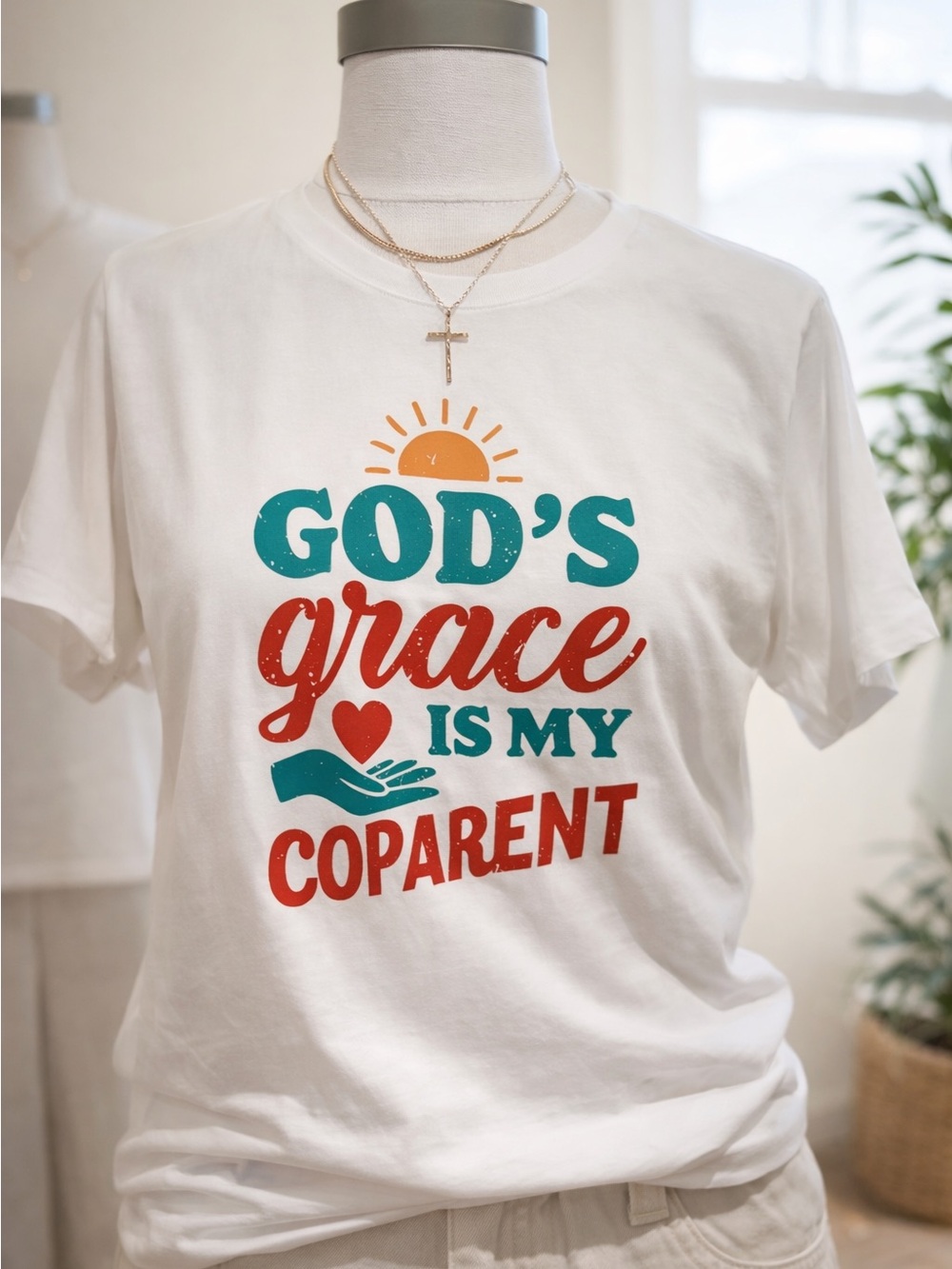 God's Grace Is My Coparent White Short Sleeve Tee